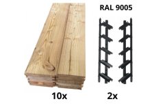SAMKIT SET black - 1300*1000mm (10ks modřínových desek a 2x samkit)