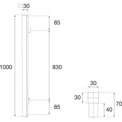 Dveřní madlo HT pro vchodové dveře 30 x 30 x 1000 mm ocel černá