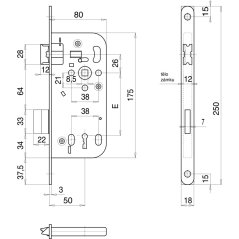 Zadlabací zámek SOLIDO 300 OB, DM 50 mm, čtyřhran 8 mm, ocel pozink