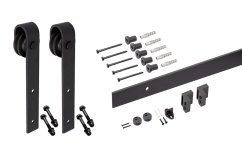 Sada kovania na posuvné dvere Barnio Simple čierna oceľ, 3 000 mm, do 80 kg