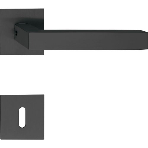 Kľučky na dvere MALMÖ, interiérové, kľučka-kľučka, čierna, hranatá plochá rozeta