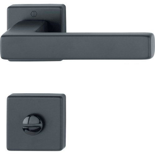 Kľučky na dvere AUSTIN, interiérové, kľučka-kľučka, hliník čierny - Prevedenie rozety: Rozeta WC