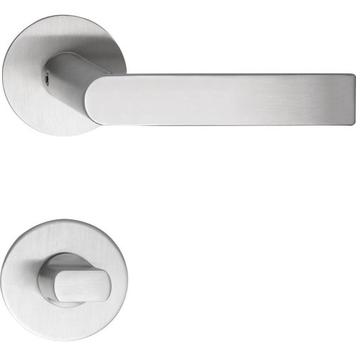 Interiérové nerezové kľučky na dvere DOVER - Tvar rozety: guľatá, Prevedenie rozety: Rozeta WC, Hrúbka rozety: Vystúpená
