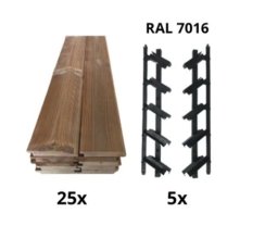 SAMKIT SET antracit - 1300*2500mm (25ks thermowood borovice desek a 5x samkit)