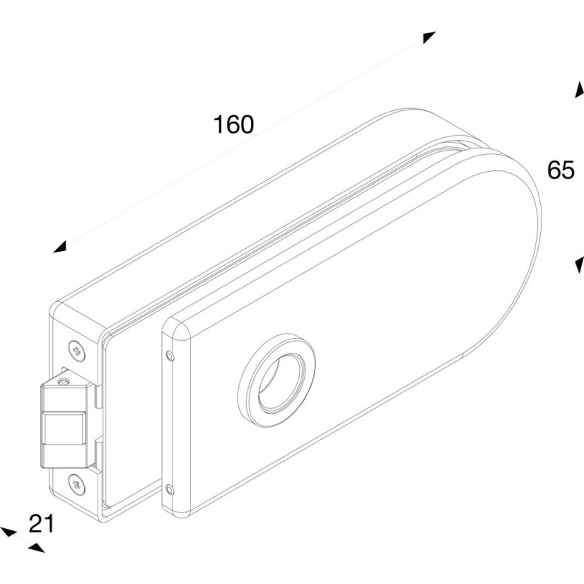Zámek do dveří SOLIDO Studio Round 300, sklo 8 mm, nerez. ocel