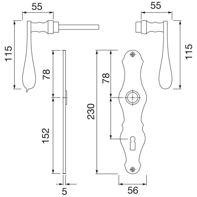 Štítové dveřní kování LÖFFELFORM