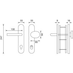 Bezpečnostní kování s krytem vložky RIGA, klika-koule, PZ 92mm