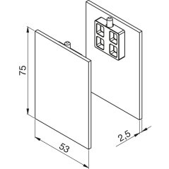 Sada krytek pro kryt dřevo/sklo oboustr. montáž na strop SOLIDO 80/HELM 73, černé matné