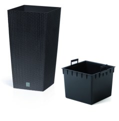 Květináč Prosperplast Rato Square antracit 26,5 x 26,5 x 50 cm
