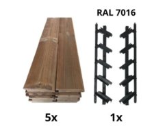 SAMKIT SET antracit - 1300*500mm (5ks thermowood borovice desek a 1x samkit)