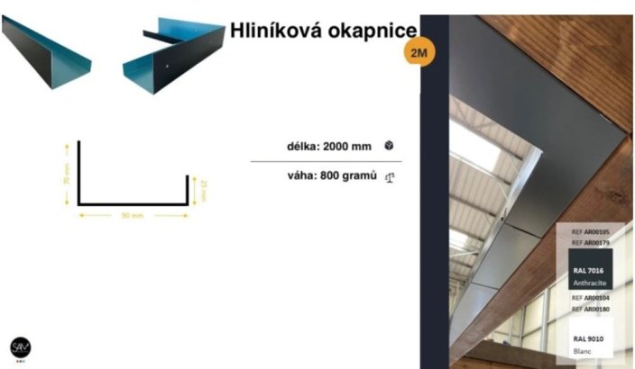 SAMKIT Odvodňovací profil hliník - bílá 9010 v délce 2000mm
