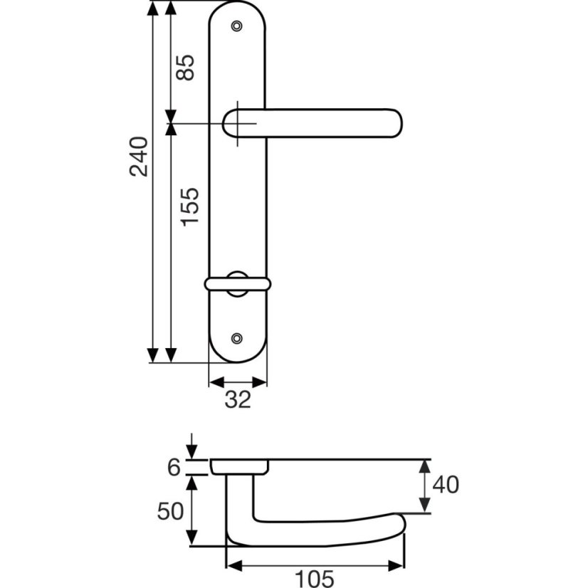 Dveřní kování ALT-WIEN, interiérové, klika-klika, mosaz, dlouhý štítek
