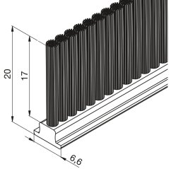 Kartáček na kryt kolejnice pro dřevo/sklo SOLIDO 80, plast černý