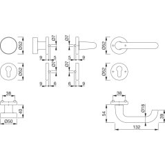 Klika na dveře s koulí PARIS