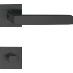 Dveřní kování MALMÖ, interiérové, klika-klika, černá, hranatá plochá rozeta