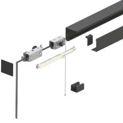 Sada kování pro posuvné dveře HELM GT-L 50, 2000 mm do 50kg, černý hliník