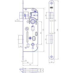 Zadlabací zámek Hobes, DM 40 mm, rozteč 90 mm, štulp ocel pozink