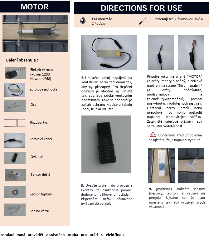 Montážní manuál motoru SAMKIT - zapojení