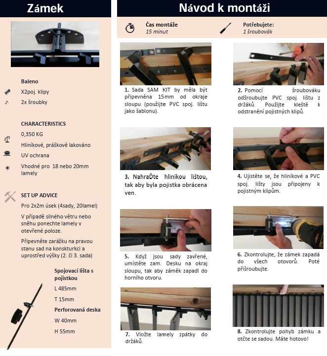 Montážní návod zámku SAMKIT
